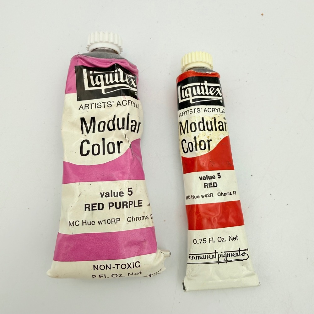 Liquitex Artists Acrylic Modular Color Red Purple 2oz & Red 0.75oz Paint Tubes